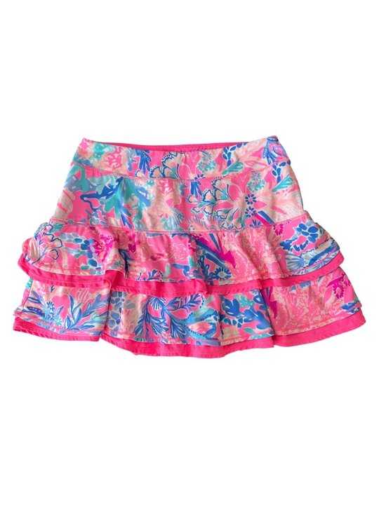 Lilly Pulitzer Pants - LILLY PULITZER Luxletic Skort Womens S Pink Blue Coral Ruffle Tennis Pickleball
